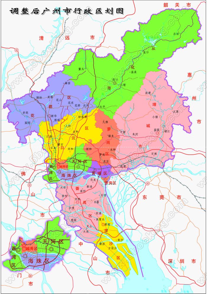 广州市各区地图 广州市各区地图高清_广州天河区详细地图